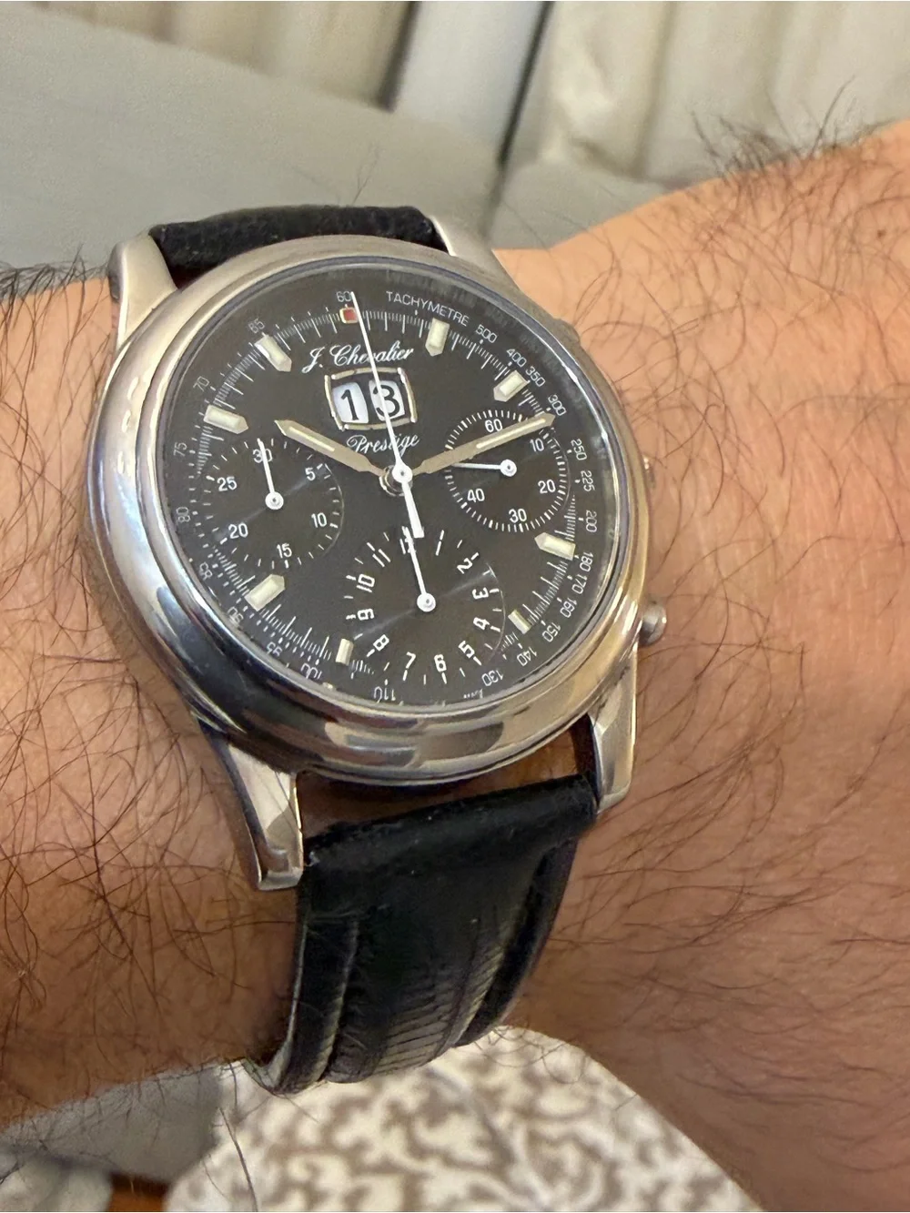 J. Chevalier Prestige Automatic Chronograph 49 Jewels Big Date Watch Ref 3278